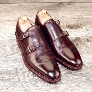 $695 Wilkes Bashford GRAVATI Italian Monkstrap 8 M Brown 16594 * add $15 Trees